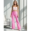 image:imageCHARTOU Straight Wide Leg Jeans for Women High Waisted Y2k Heart Print Denim Pants with PocketsPink