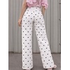 image:imageCHARTOU Straight Wide Leg Jeans for Women High Waisted Y2k Heart Print Denim Pants with PocketsWhite