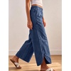 image:imageCHARTOU Women Cropped Wide Leg Jeans Y2k Elastic Waist Tulip Hem Baggy Denim PantsDark Blue