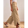 image:imageCHARTOU Women Cropped Wide Leg Jeans Y2k Elastic Waist Tulip Hem Baggy Denim PantsKhaki