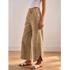 image:imageCHARTOU Women Cropped Wide Leg Jeans Y2k Elastic Waist Tulip Hem Baggy Denim PantsKhaki