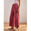 image:imageCHARTOU Women Cropped Wide Leg Jeans Y2k Elastic Waist Tulip Hem Baggy Denim PantsRed