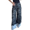 image:imageCHARTOU Women High Rise Wide Leg Jeans Floral Lace Overlay Loose Denim Pants with PocketsBlack