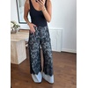 image:imageCHARTOU Women High Rise Wide Leg Jeans Floral Lace Overlay Loose Denim Pants with PocketsBlack