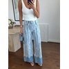 image:imageCHARTOU Women High Rise Wide Leg Jeans Floral Lace Overlay Loose Denim Pants with PocketsWhite