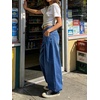 image:imageCHARTOU Women Y2k Lotus Jeans Tie Balloon Wide Leg Denim Pants Mid Waist Cargo Baggy Jeans Sweatpants SmallDark Blue