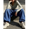 image:imageCHARTOU Women Y2k Lotus Jeans Tie Balloon Wide Leg Denim Pants Mid Waist Cargo Baggy Jeans Sweatpants SmallDark Blue