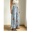image:imageCHARTOU Womens High Rise Wide Leg Jeans Baggy Floral Ruffle Hem Cropped Denim PantsLight Blue