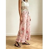 image:imageCHARTOU Womens High Rise Wide Leg Jeans Baggy Floral Ruffle Hem Cropped Denim PantsPink