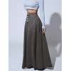 image:imageHigh Waisted Maxi Denim Skirt Women Elegant Pleated Button Up Patchwork Flowy Long Jean SkirtsGrey
