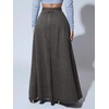 image:imageHigh Waisted Maxi Denim Skirt Women Elegant Pleated Button Up Patchwork Flowy Long Jean SkirtsGrey