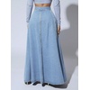 image:imageHigh Waisted Maxi Denim Skirt Women Elegant Pleated Button Up Patchwork Flowy Long Jean SkirtsLight Blue