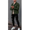 image:imageMens Denim Jacket Casual Regular Fit Button Down Long Sleeve Jean Trucker JacketArmy Green