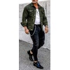 image:imageMens Denim Jacket Casual Regular Fit Button Down Long Sleeve Jean Trucker JacketArmy Green