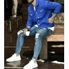image:imageMens Denim Jacket Casual Regular Fit Button Down Long Sleeve Jean Trucker JacketBlue