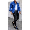 image:imageMens Denim Jacket Casual Regular Fit Button Down Long Sleeve Jean Trucker JacketBlue