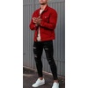 image:imageMens Denim Jacket Casual Regular Fit Button Down Long Sleeve Jean Trucker JacketRed