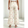 image:imageWomen Denim Camo Pants Y2k Ruffle Hem Cropped Wide Leg Jeans with PocketsBeige