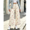 image:imageWomen Denim Camo Pants Y2k Ruffle Hem Cropped Wide Leg Jeans with PocketsBeige