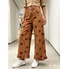 image:imageWomen Denim Camo Pants Y2k Ruffle Hem Cropped Wide Leg Jeans with PocketsBrown