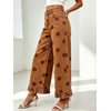 image:imageWomen Denim Camo Pants Y2k Ruffle Hem Cropped Wide Leg Jeans with PocketsBrown