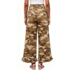 image:imageWomen Denim Camo Pants Y2k Ruffle Hem Cropped Wide Leg Jeans with PocketsKhaki Camo