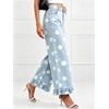 image:imageWomen Denim Camo Pants Y2k Ruffle Hem Cropped Wide Leg Jeans with PocketsLight Blue