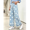 image:imageWomen Denim Camo Pants Y2k Ruffle Hem Cropped Wide Leg Jeans with PocketsLight Blue
