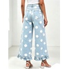 image:imageWomen Denim Camo Pants Y2k Ruffle Hem Cropped Wide Leg Jeans with PocketsLight Blue