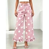 image:imageWomen Denim Camo Pants Y2k Ruffle Hem Cropped Wide Leg Jeans with PocketsPink