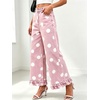 image:imageWomen Denim Camo Pants Y2k Ruffle Hem Cropped Wide Leg Jeans with PocketsPink
