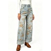 image:imageWomen Floral Print Denim Wide Leg Pants Y2k Cuffed Hem Cropped Baggy JeansOrange Floral