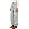 image:imageWomen Floral Print Denim Wide Leg Pants Y2k Cuffed Hem Cropped Baggy JeansPink Floral