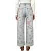 image:imageWomen Floral Print Denim Wide Leg Pants Y2k Cuffed Hem Cropped Baggy JeansPink Floral