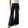 image:imageWomen High Waist Wide Leg Jeans Side Rivet Stud Flare Casual Denim PantsBlack Beaded