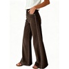 image:imageWomen High Waist Wide Leg Jeans Side Rivet Stud Flare Casual Denim PantsChocolate Brown