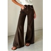 image:imageWomen High Waist Wide Leg Jeans Side Rivet Stud Flare Casual Denim PantsChocolate Brown