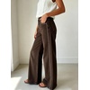 image:imageWomen High Waist Wide Leg Jeans Side Rivet Stud Flare Casual Denim PantsChocolate Brown
