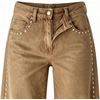 image:imageWomen High Waist Wide Leg Jeans Side Rivet Stud Flare Casual Denim PantsKhaki