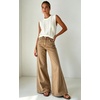 image:imageWomen High Waist Wide Leg Jeans Side Rivet Stud Flare Casual Denim PantsKhaki