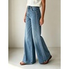 image:imageWomen High Waist Wide Leg Jeans Side Rivet Stud Flare Casual Denim PantsLight Blue