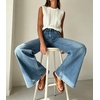 image:imageWomen High Waist Wide Leg Jeans Side Rivet Stud Flare Casual Denim PantsLight Blue