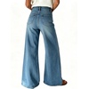 image:imageWomen High Waist Wide Leg Jeans Side Rivet Stud Flare Casual Denim PantsLight Blue