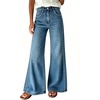 image:imageWomen High Waist Wide Leg Jeans Side Rivet Stud Flare Casual Denim PantsLight Blue