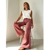 image:imageWomen High Waist Wide Leg Jeans Side Rivet Stud Flare Casual Denim PantsRed