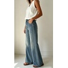 image:imageWomen High Waist Wide Leg Jeans Side Rivet Stud Flare Casual Denim PantsRetro Blue