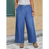 image:imageWomen Lightweight Denim Wide Leg Pants High Waist Crop Casual Loose JeansBlue