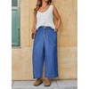 image:imageWomen Lightweight Denim Wide Leg Pants High Waist Crop Casual Loose JeansBlue