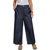image:imageWomen Lightweight Denim Wide Leg Pants High Waist Crop Casual Loose JeansDark Blue