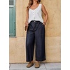 image:imageWomen Lightweight Denim Wide Leg Pants High Waist Crop Casual Loose JeansDark Blue
